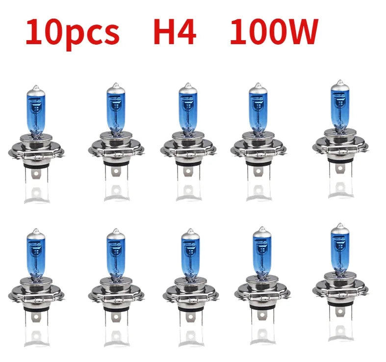 10pcs H4 60/55W 100W Car Halogen Bulb 12V Super Xenon White Headlight Lamp