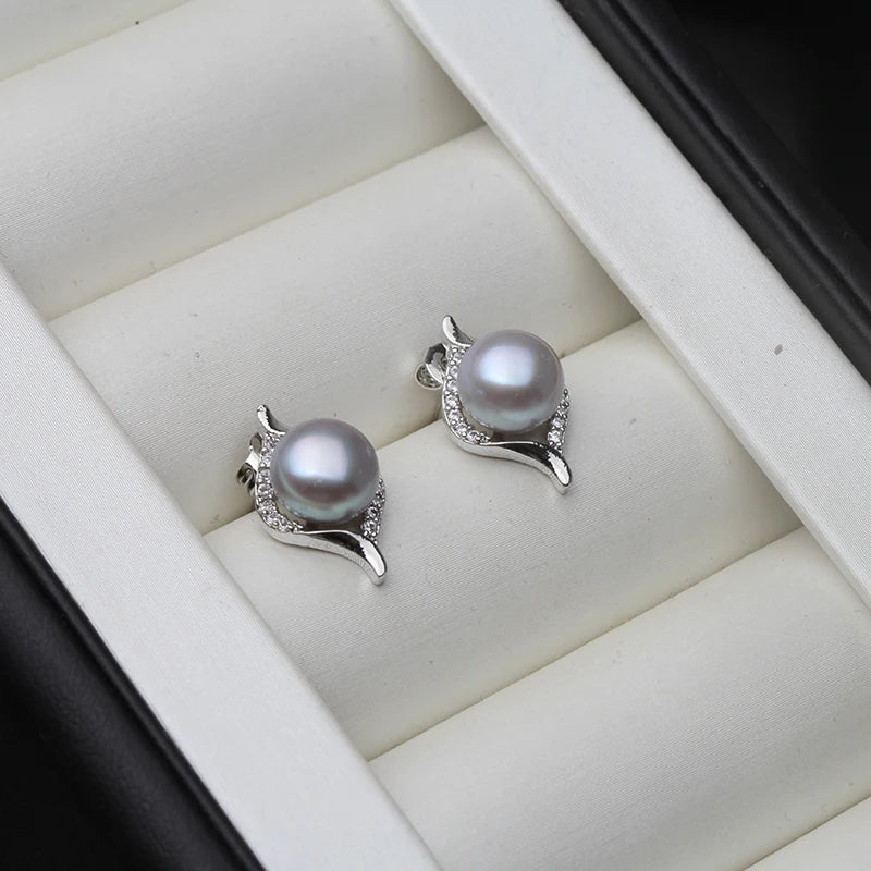 Genuine Freshwater Natural Pearl Stud Earrings Women,Beautiful Small