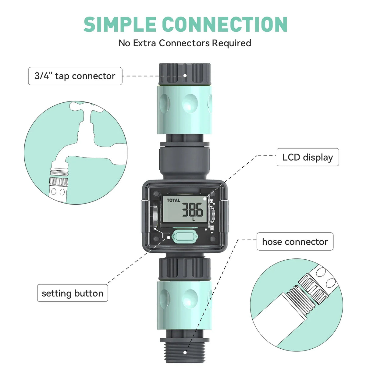 Digital Water Flow Meter Hose Water Meter