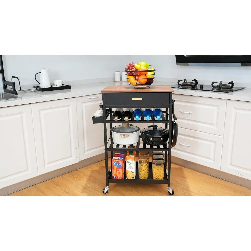 TOOLF Kitchen Island Cart with Drawer, Rolling Kitchen