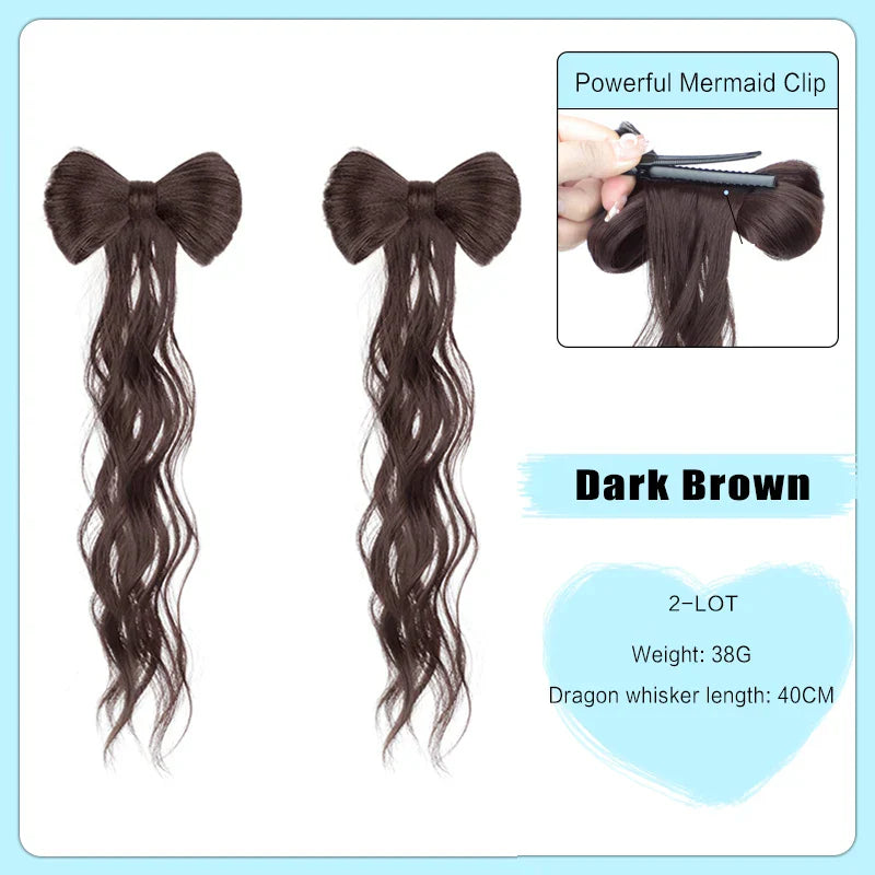 FORLISEE Bowknot Halftie High Ponytail Wig Clip Hair