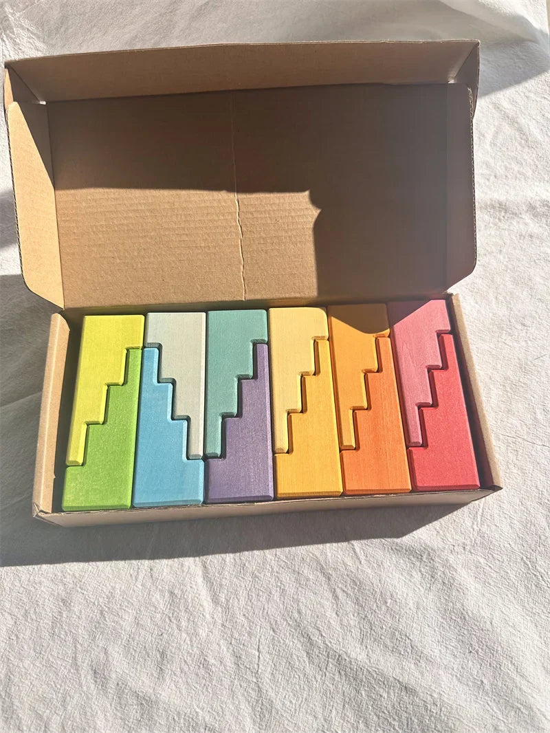 Big size Wooden Blocks Lime Rainbow Building Stacking