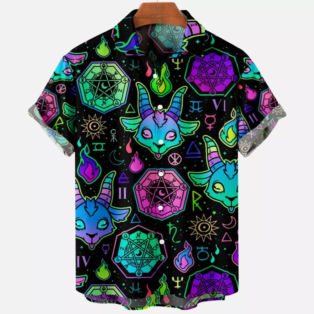 Devil Horror 3d Print Hawaiian Shirt Men Clothes