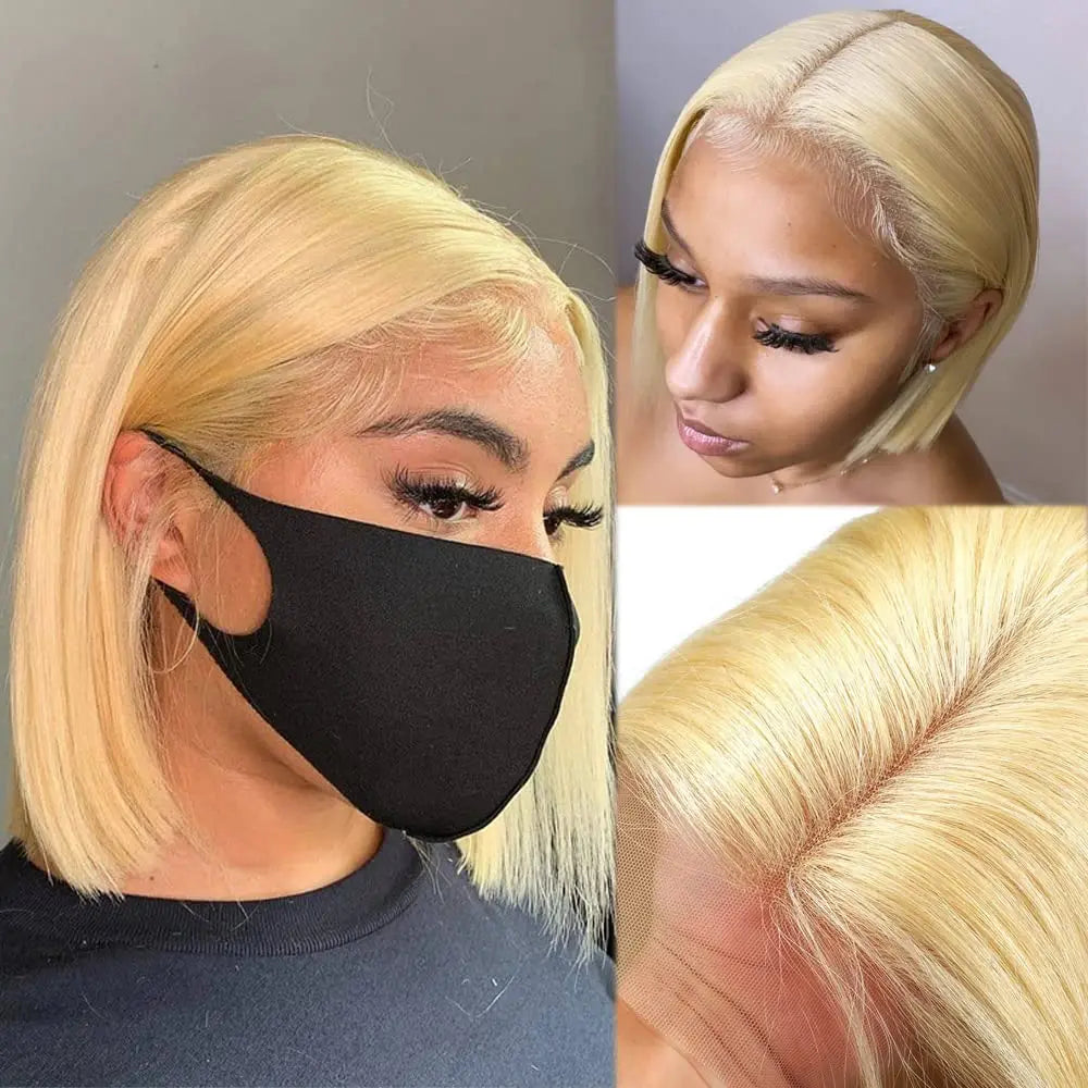 Blonde Bob Wigs Deep Part 13x4 Human Hair