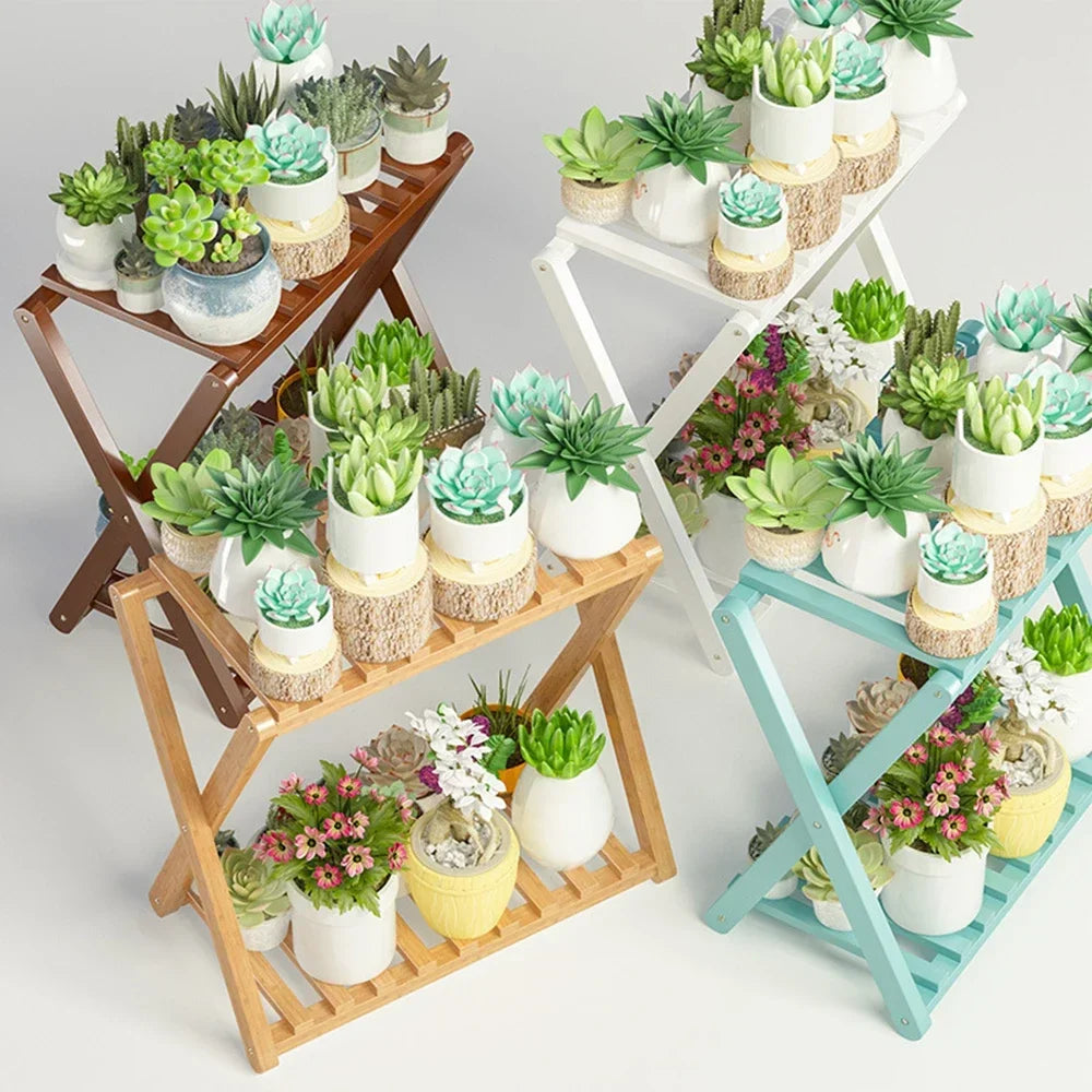 Wooden Multilayer Flowerpot Organizer Flower Holder Balcony Stand