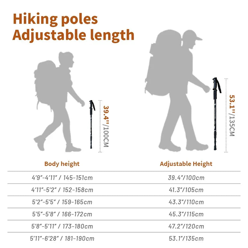 Trekking Poles Nordic Walking Sticks Telescopic Hiking Climbing