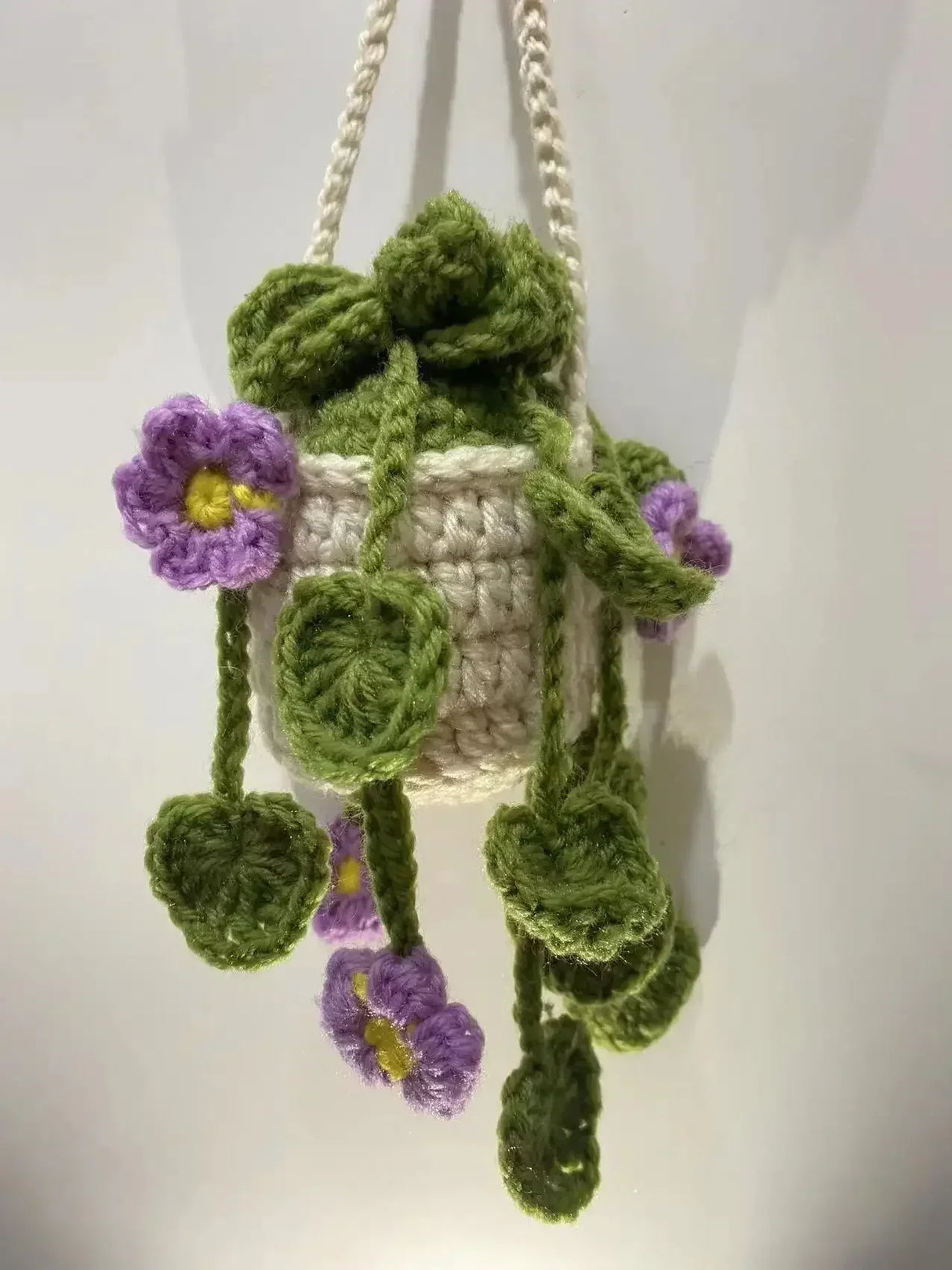 NEW Cute Potted Plants Crochet Car Basket,Hanging Plant