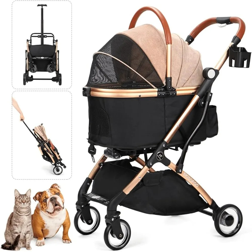 Push Button Dog Pet Stroller No-Zip With Detachable