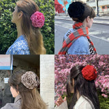 Fabric Rose Flower Crab Hair Clip Ins Popular