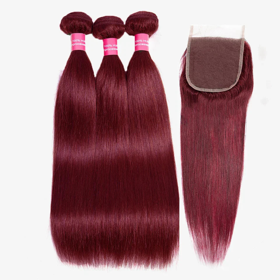 99J Straight Bundles With Closure Reddish Brown Straight