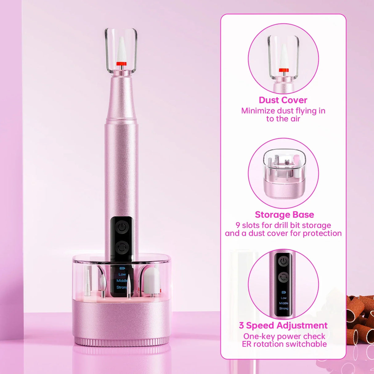 New Rechargeable Nail Drill Machine With Large HD