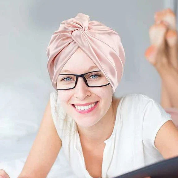 100 Mulberry Silk Turban Bonnets For Women Twisted