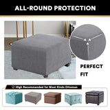 Square Footstool Cover Stretch Polar Fleece Ottoman Cover