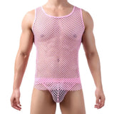 Mens Tank Tops Transparent Big Mesh Sleeveless Singlet