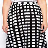 Plus Size Black And White Plaid Aline Skirt