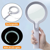 10X 25X Handheld Magnifying Glass USB Rechargeable Magnifier