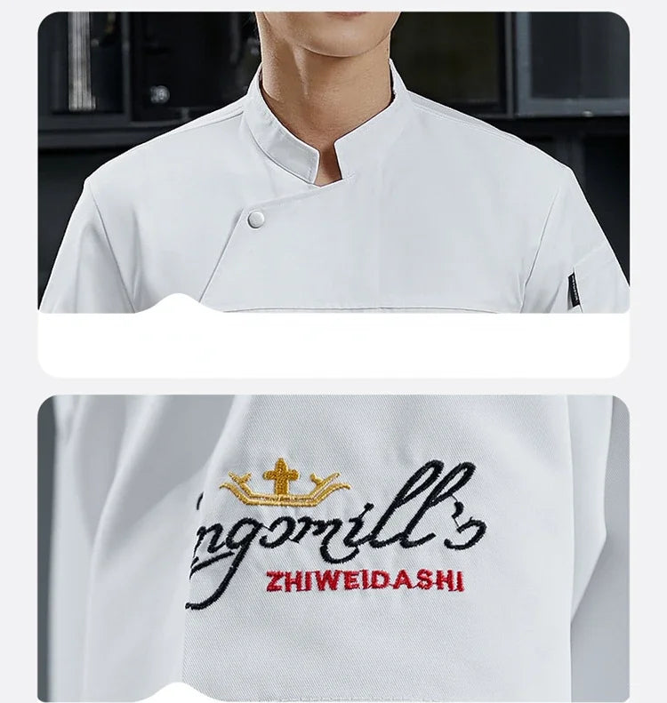 Unisex Chef Jacket Short Sleeve Kitchen Cook Coat