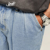 INFLATION Blue Retro Washed Denim Pants Male Classic