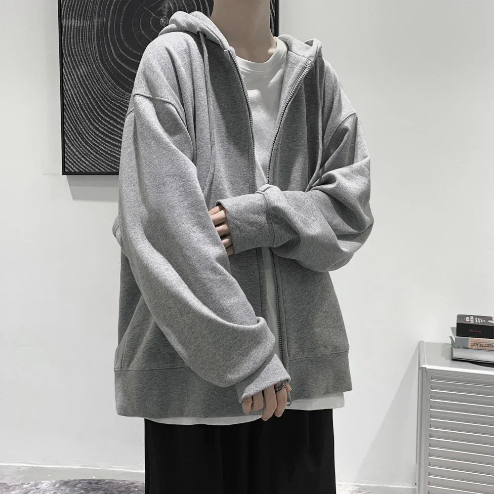 US Size Zip Up Hoodies Autumn Hooded Sweatshirts
