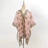 Vintage Print Chiffon Shawl Pearl Scarf Women Sun