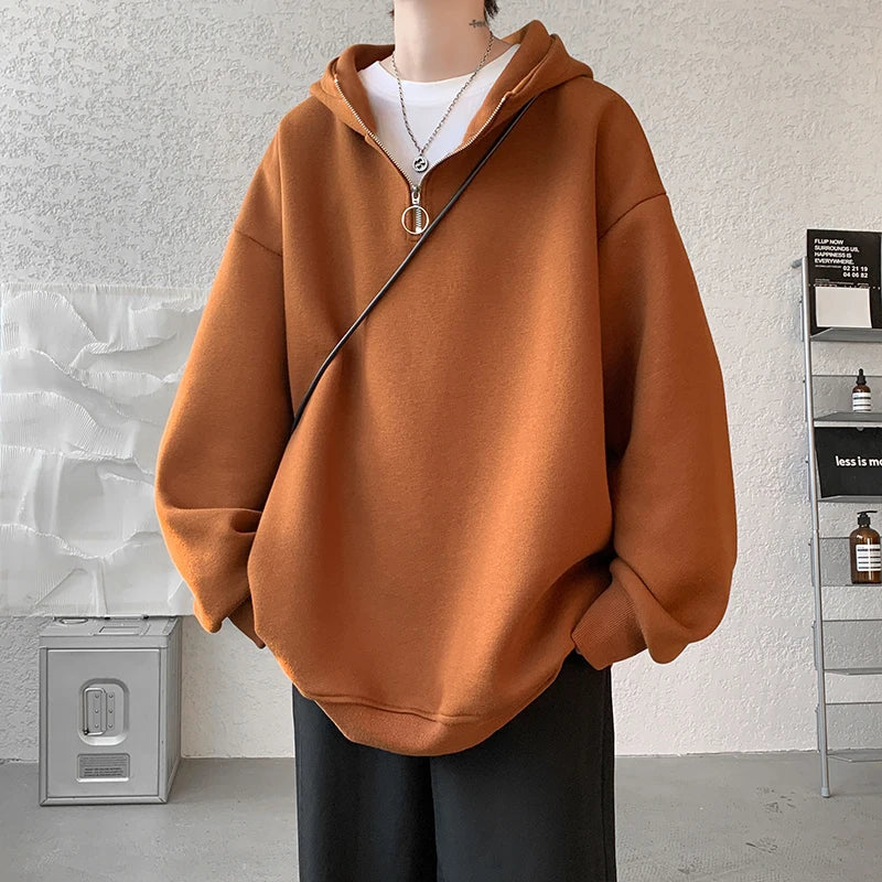 Turtleneck Hoodie Zipper Pullovers Streetwear Hip Hop Hooded