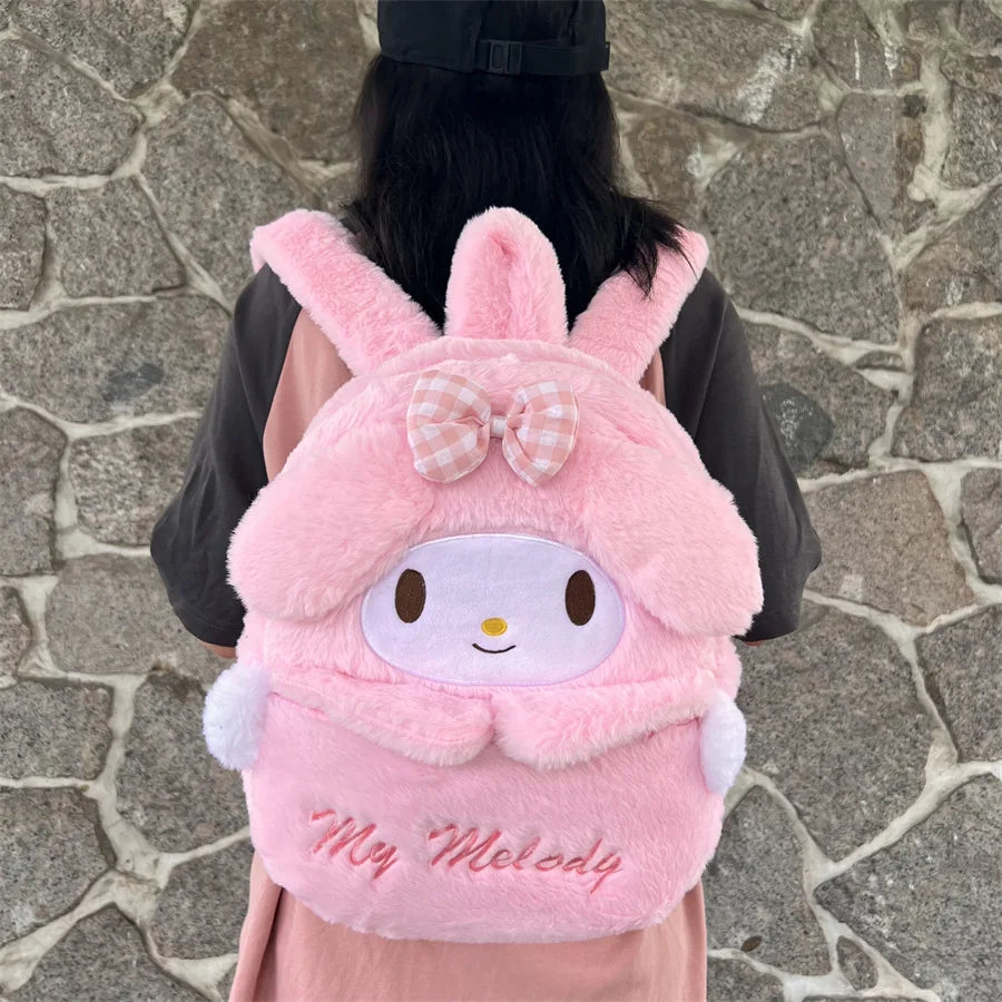 New Sanrio Cartoon Lovely Plush Backpack Cinnamoroll Kuromi