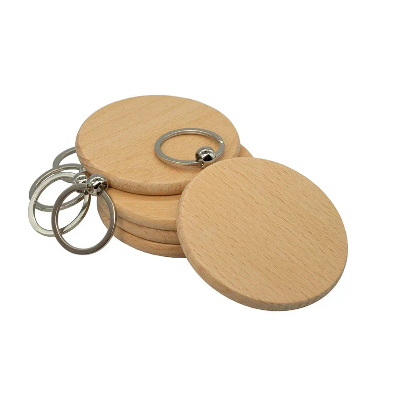 100 Pieces Round Wood Keychain Blanks Diy Wooden