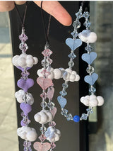 Colorful Crystal Cell Phone Charm Strap Acrylic Heart