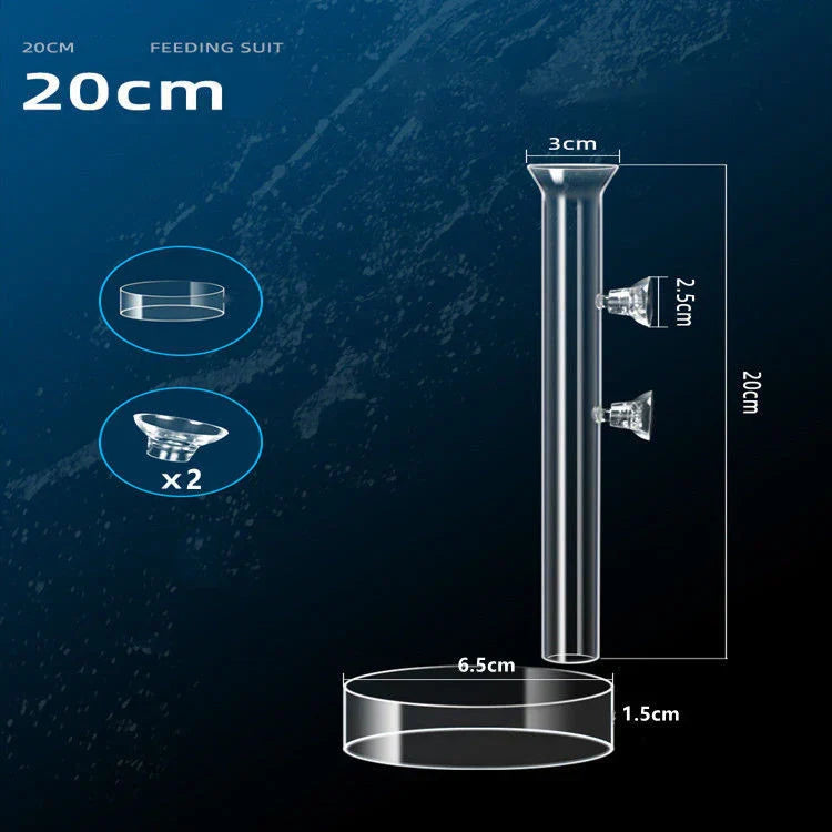 Aquarium Feeding Tube Dish Clear Glass Fish Tank