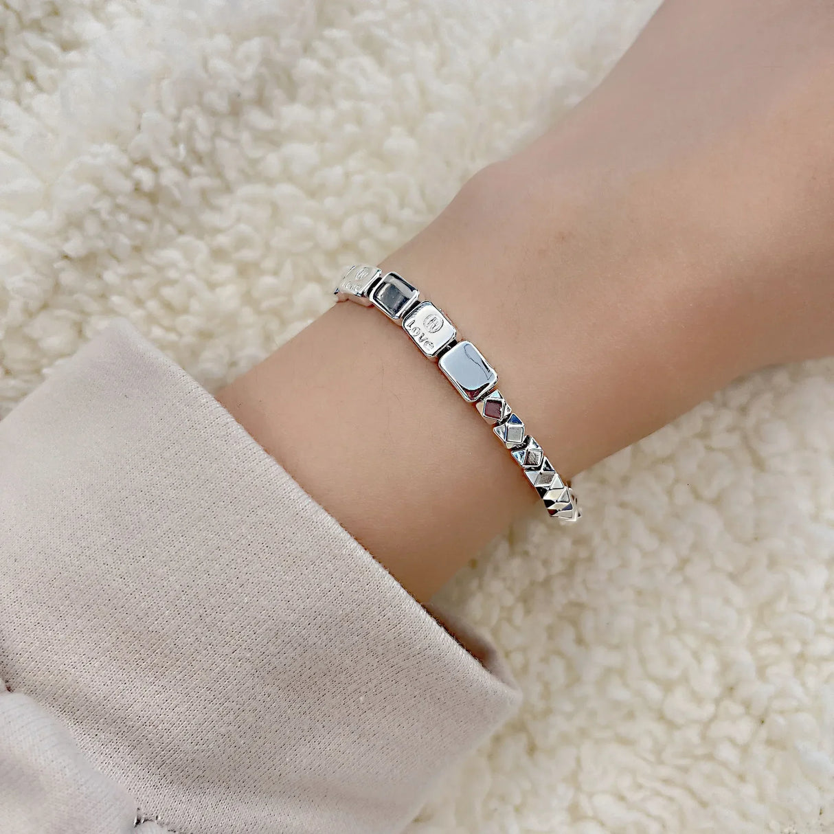 100% Solid 925 Sterling Silver Hiphop Thick Square