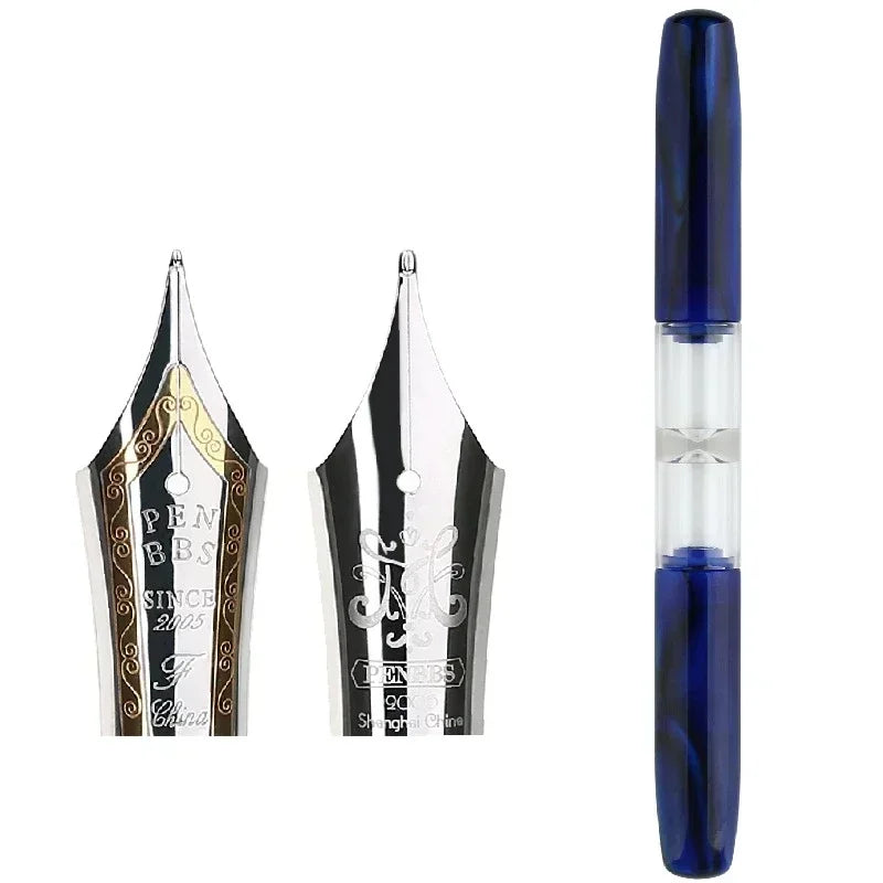 PENBBS 469 Transparent Resin Fountain Pen Double-Nib Ink