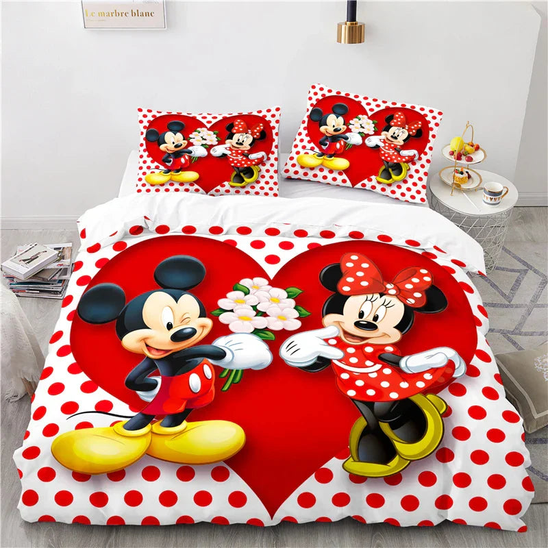 Disney Mickey Minnie Mouse Cartoon Bedding Set Lovely