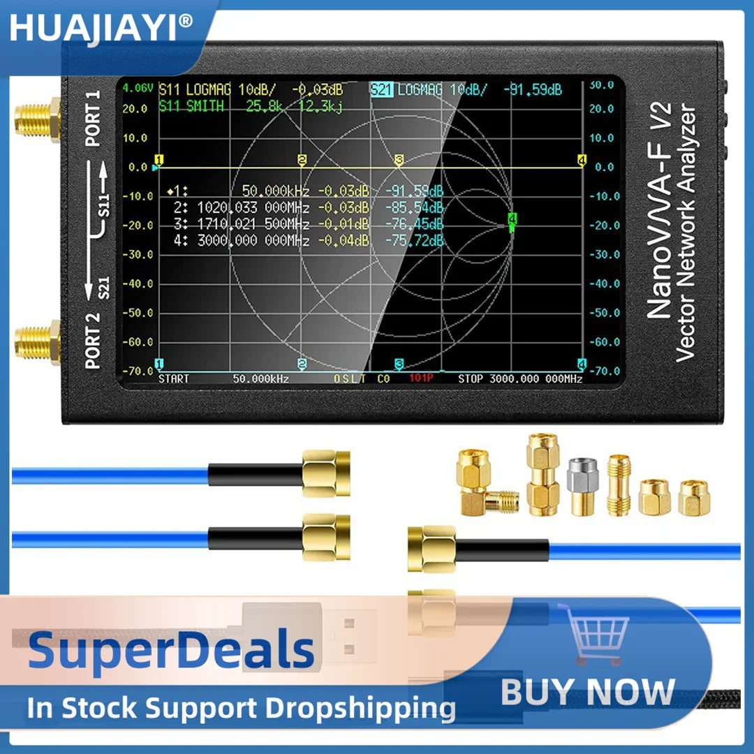 NanoVNA-F V2 Vector Network Analyzer Upgraded 50KHz-3GHz Antenna