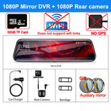 4K Front and Rear Camera Mirror GPS Car