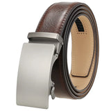 Plyesxale Brown Leather Belt Men 2024 Automatic Buckle