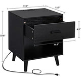 Nightstands Set of 2 with Charging Station and