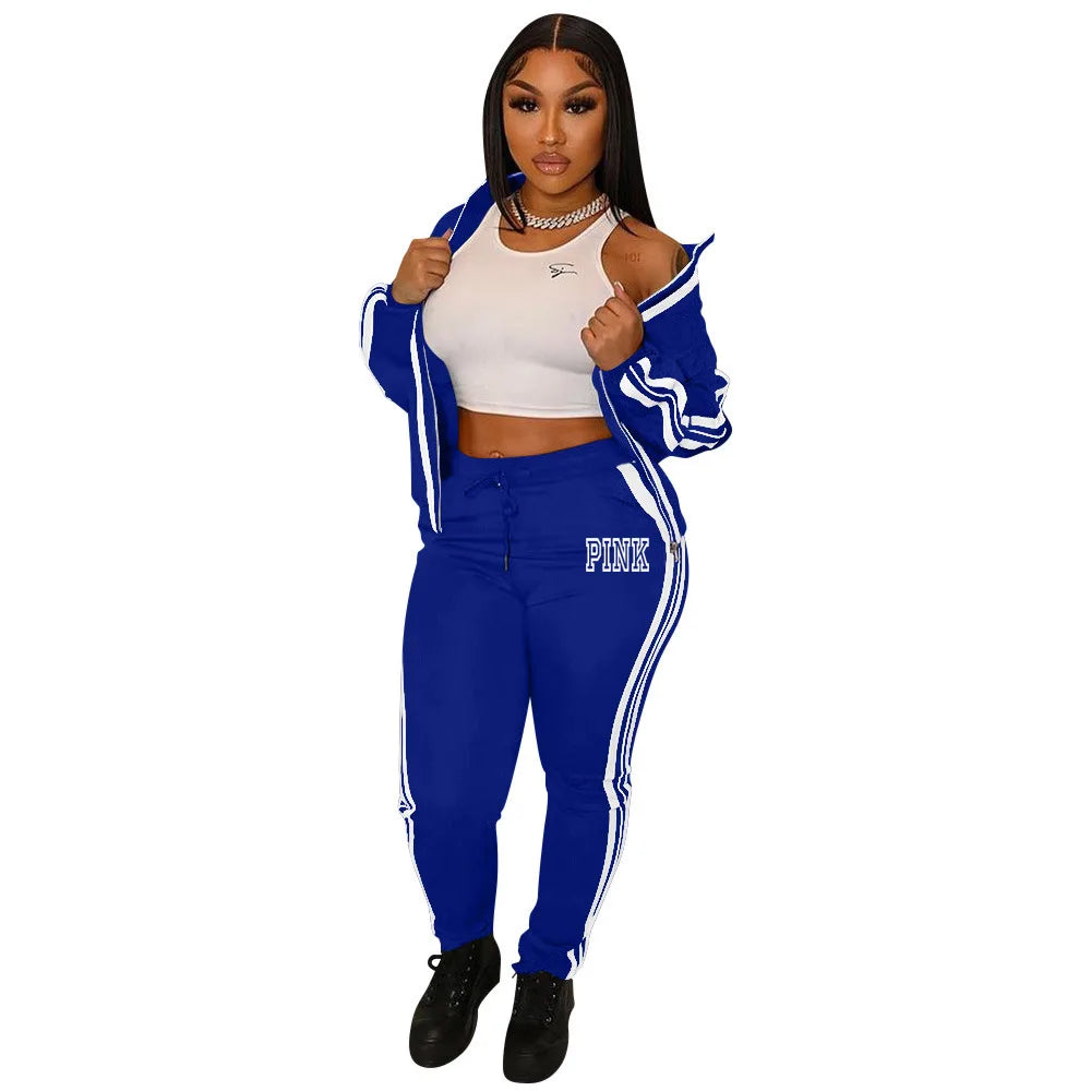 Ladies Tracksuits 2 Piece Set Sports Suit Zipper