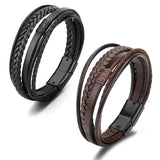 Trendy Leather Bracelets For Men Multilayer Braided Rope