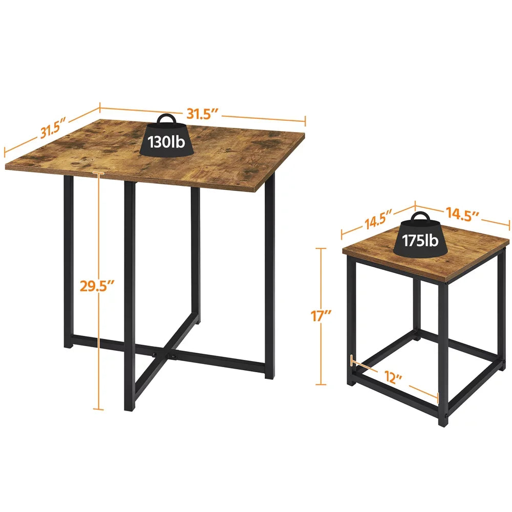 5 Pcs Dining Set with Industrial Square Table