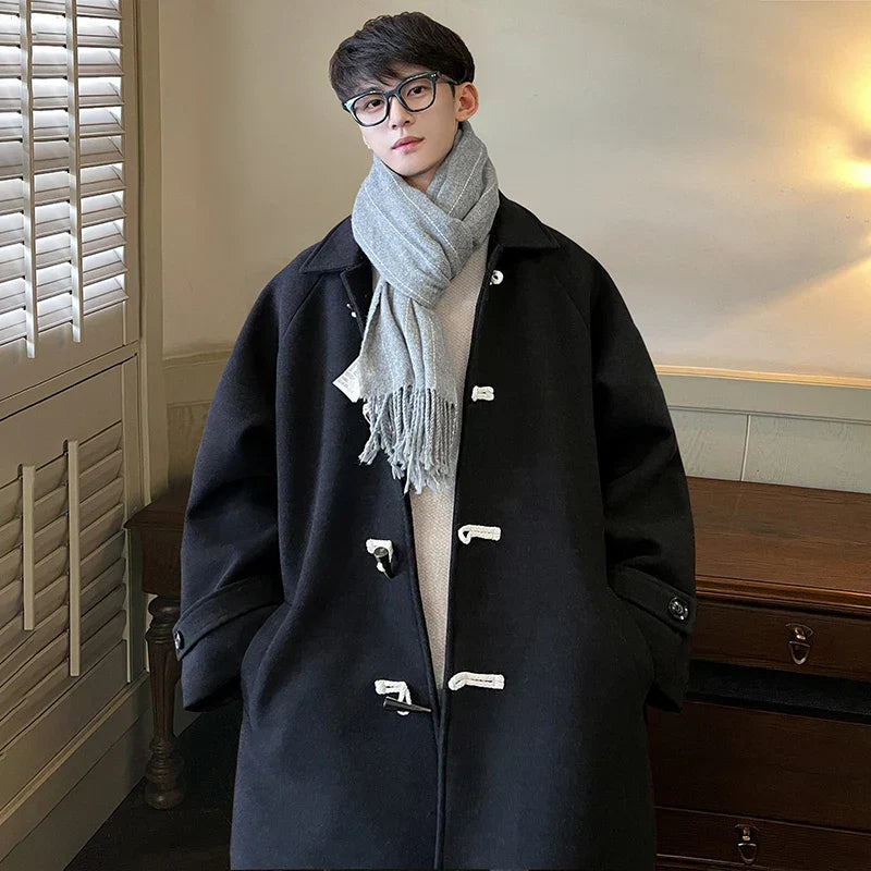 Zongke Hooded Men's Winter Long Coat Wool Coats