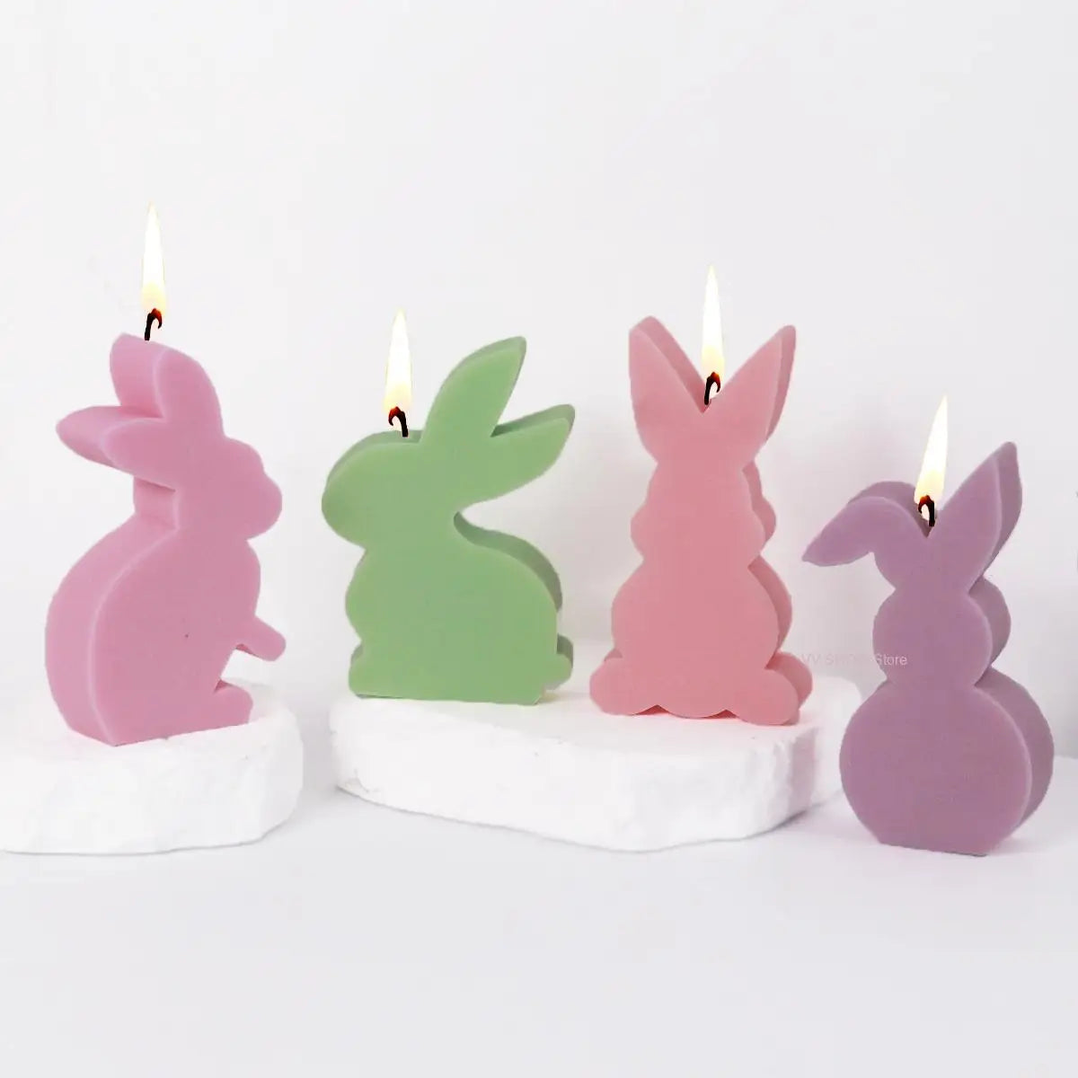Cute Squatting Rabbit Silicone Mold 3D Animal Candle
