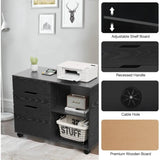 OLIXIS, 3 Drawer Mobile Lateral File Cabinet Home