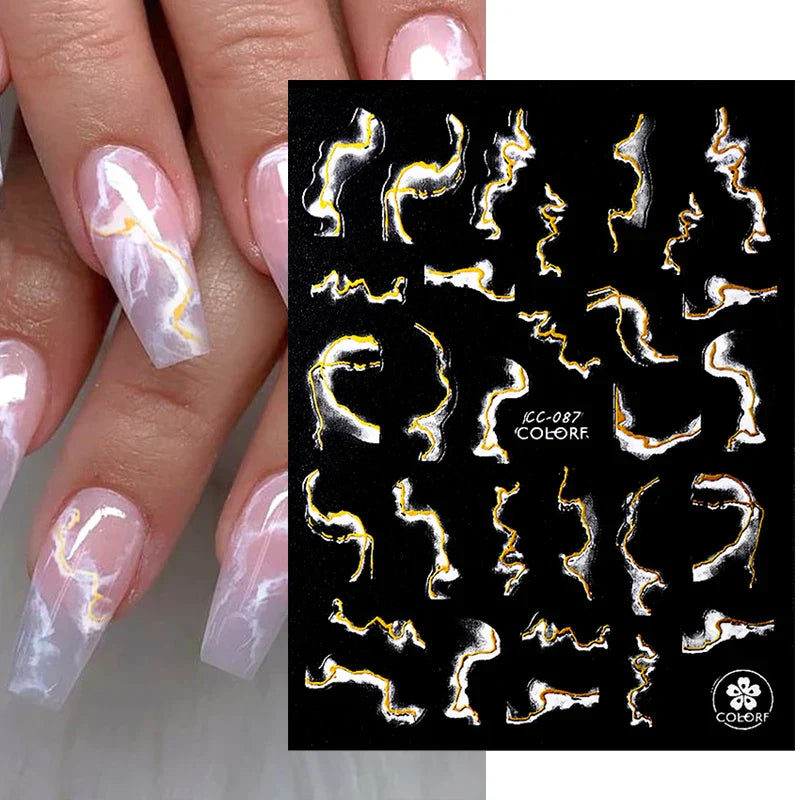 Purple Marble Nails Stickers Smoke Design Manicure Decals