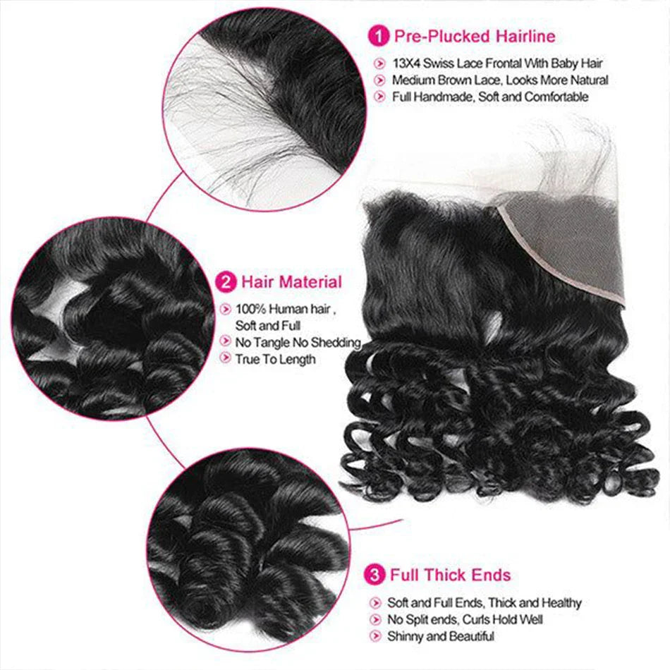 Loose Wave Hair Bundles with Frontals 13x4 Malaysian