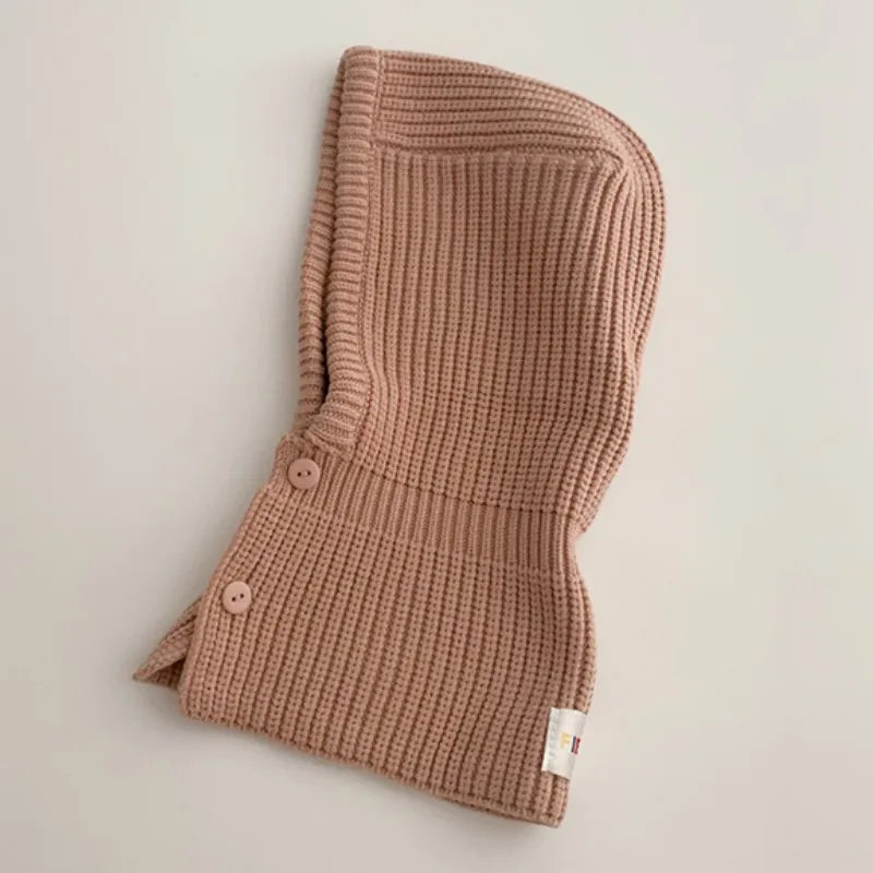 Baby Knitted One-piece Cap Scarf Solid Color Warm