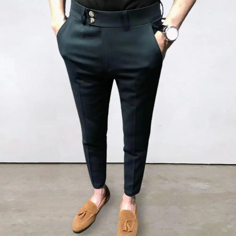 Trendy Men Ninth Pants Slim Fit Ninth Trousers