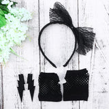 80S Headband Lace Party Accessories Gloves Costume Earrings