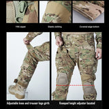 Men Military Tactical Trousers CP Camouflage Cargo Knee