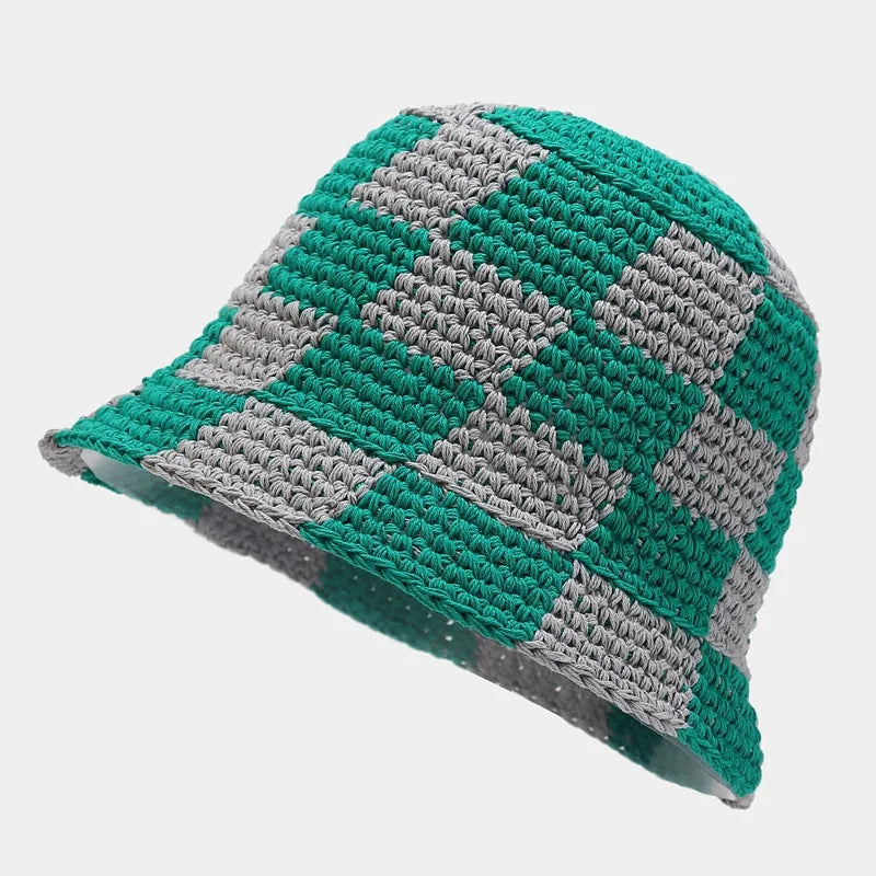 Korean Hand knit Crochet Bucket Hats Spring Summer