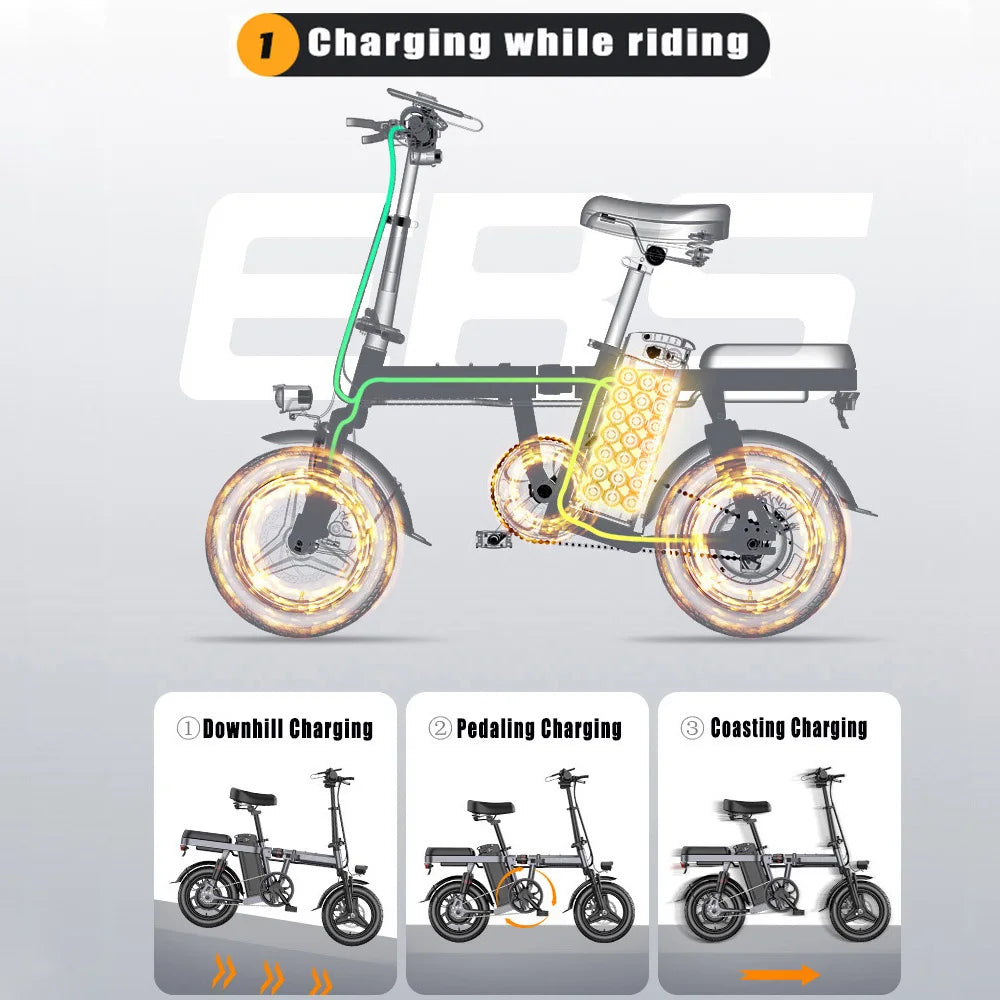 DEEPOWER 400W Mini Adults Electric Bike Bicycle 48V